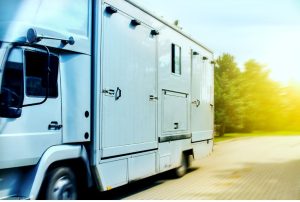 Side view of a Mobile MRI trailer